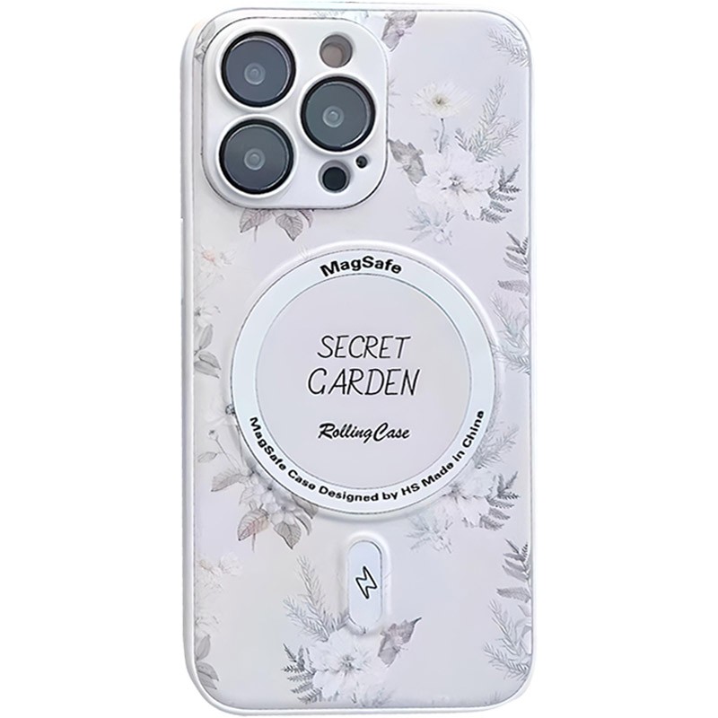 Накладка Flower case (Magsafe+camera protection) для Iphone 14 Pro (White)-0