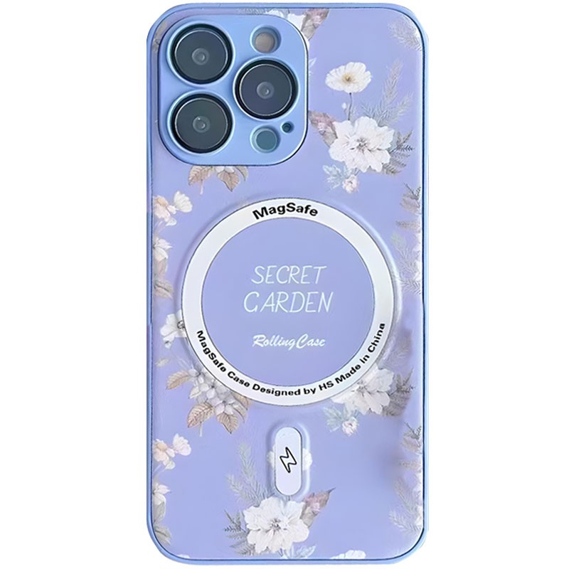 Накладка Flower case (Magsafe+camera protection) для Iphone 14 Pro (Violet)-0