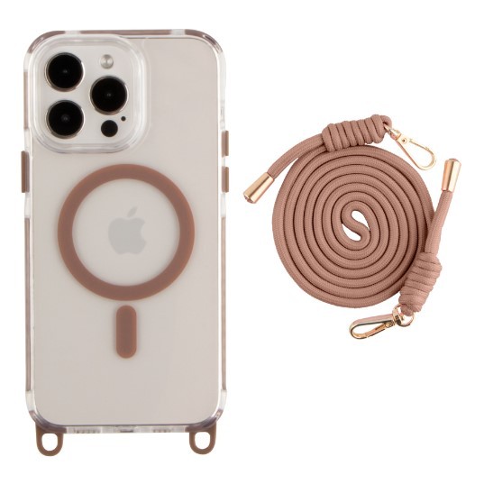 Чохол TPU+PC Lanyard Case with MagSafe для iPhone 14 Pro Max (Desert gold)-0