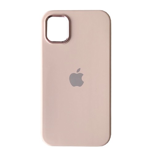 Silicone Case Full (Metal Frame and Buttons) для iPhone 14 /13 (Pink sand)-0