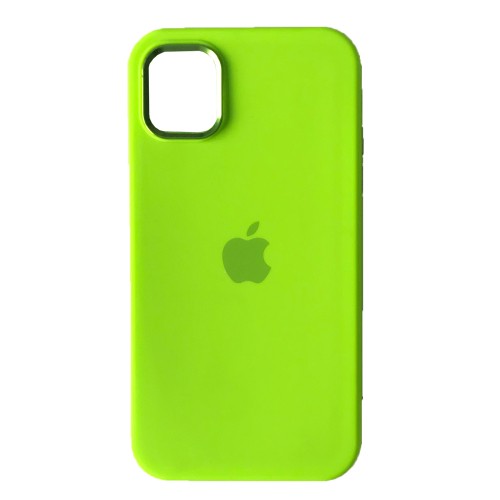 Silicone Case Full (Metal Frame and Buttons) для iPhone 14 Pro Max (Neon green)-0