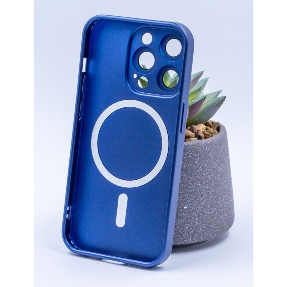 Накладка Matte Silicone with Magsafe для Iphone 14 Plus / 15 Plus (Dark blue)-1