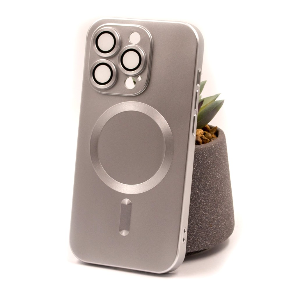 Накладка Matte Silicone with Magsafe для Iphone 14 Plus / 15 Plus (Silver)-0