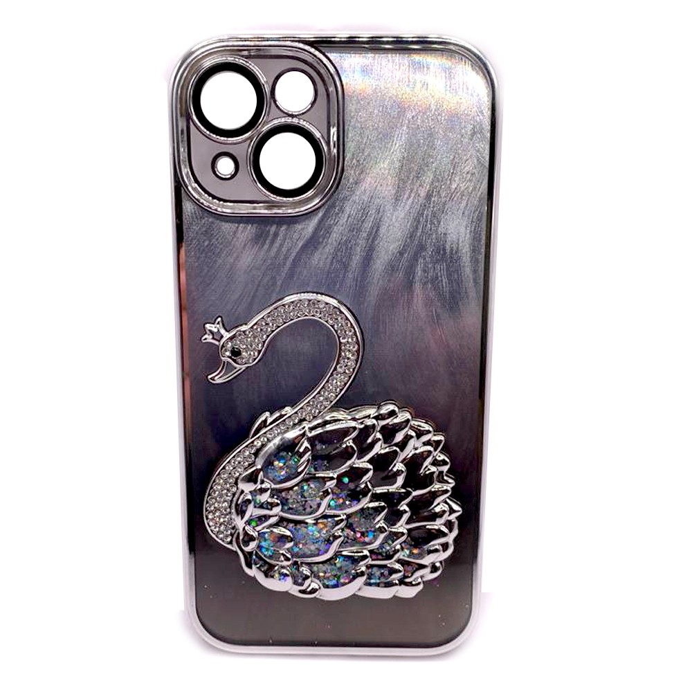 Накладка Shiny Swan Ombre для IPhone 15 срібна-0