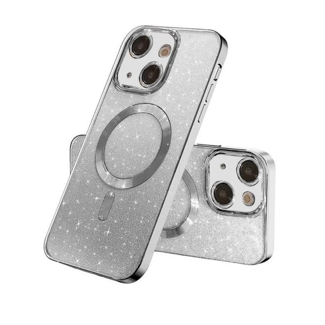 Чохол Shiny Magnetic для iPhone 14 срібний-0