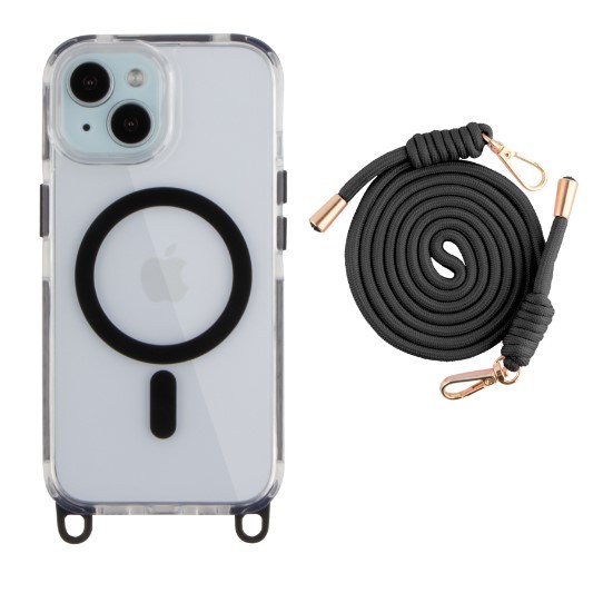 Чохол TPU+PC Lanyard Case with MagSafe для iPhone 13/14 (Black)-0