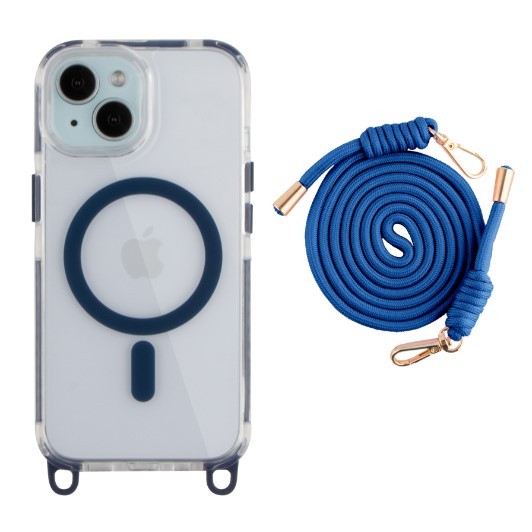 Чохол TPU+PC Lanyard Case with MagSafe для iPhone 13/14  (Indigo blue)-0