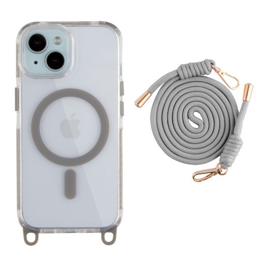 Чохол TPU+PC Lanyard Case with MagSafe для iPhone 13/14 (Titanium grey)-0