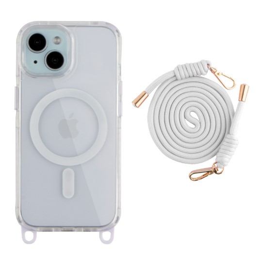 Чохол TPU+PC Lanyard Case with MagSafe для iPhone 13/14 (White)-0