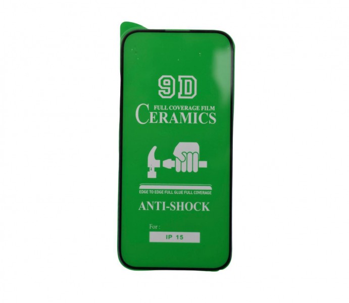 Гнучке скло Ceramic для  iPhone 15 глянцеве з чорною рамкою-0