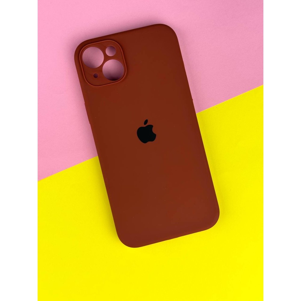 Silicone Case Full Camera Protective (AA) для iPhone 15 Plus (Brown)-0