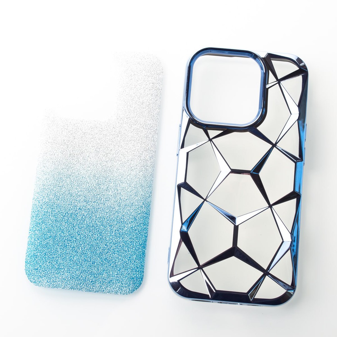 Накладка THREE-DIMENSIONAL DIAMOND для iPhone 15 Pro (синя)-1