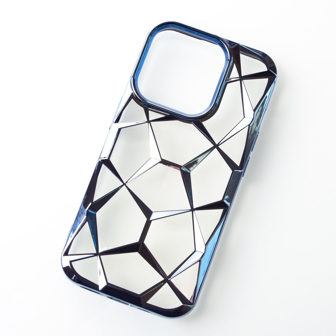 Накладка THREE-DIMENSIONAL DIAMOND для iPhone 15 Pro (синя)-2