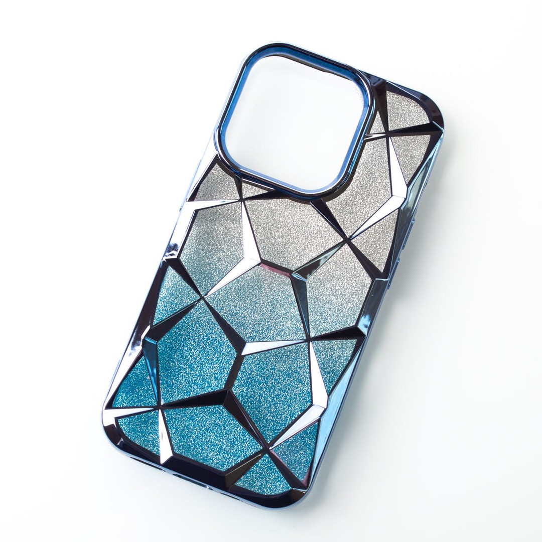 Накладка THREE-DIMENSIONAL DIAMOND для iPhone 15 Pro (синя)-0