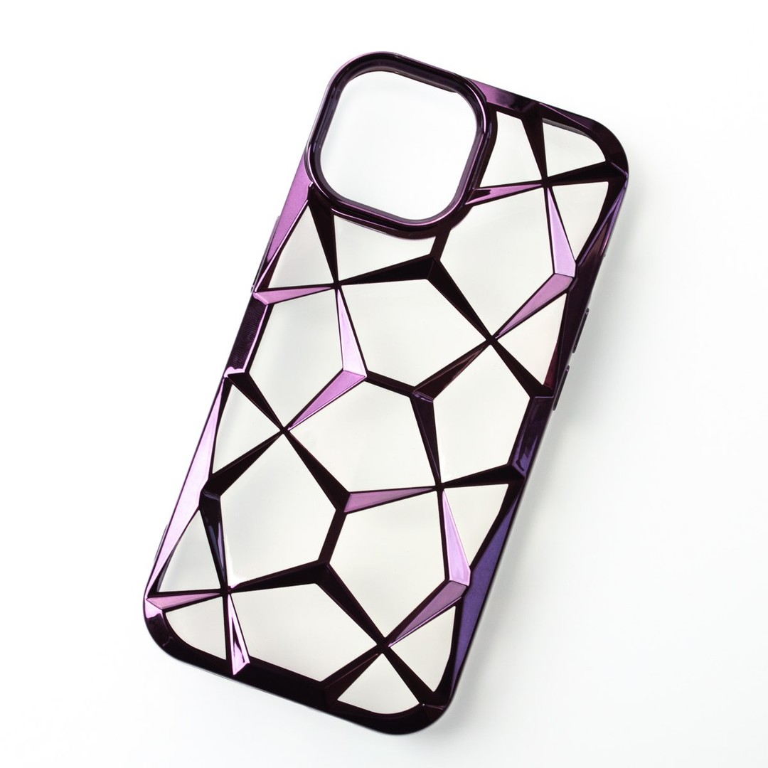 Накладка THREE-DIMENSIONAL DIAMOND для iPhone 15 Pro (фіолетова)-2