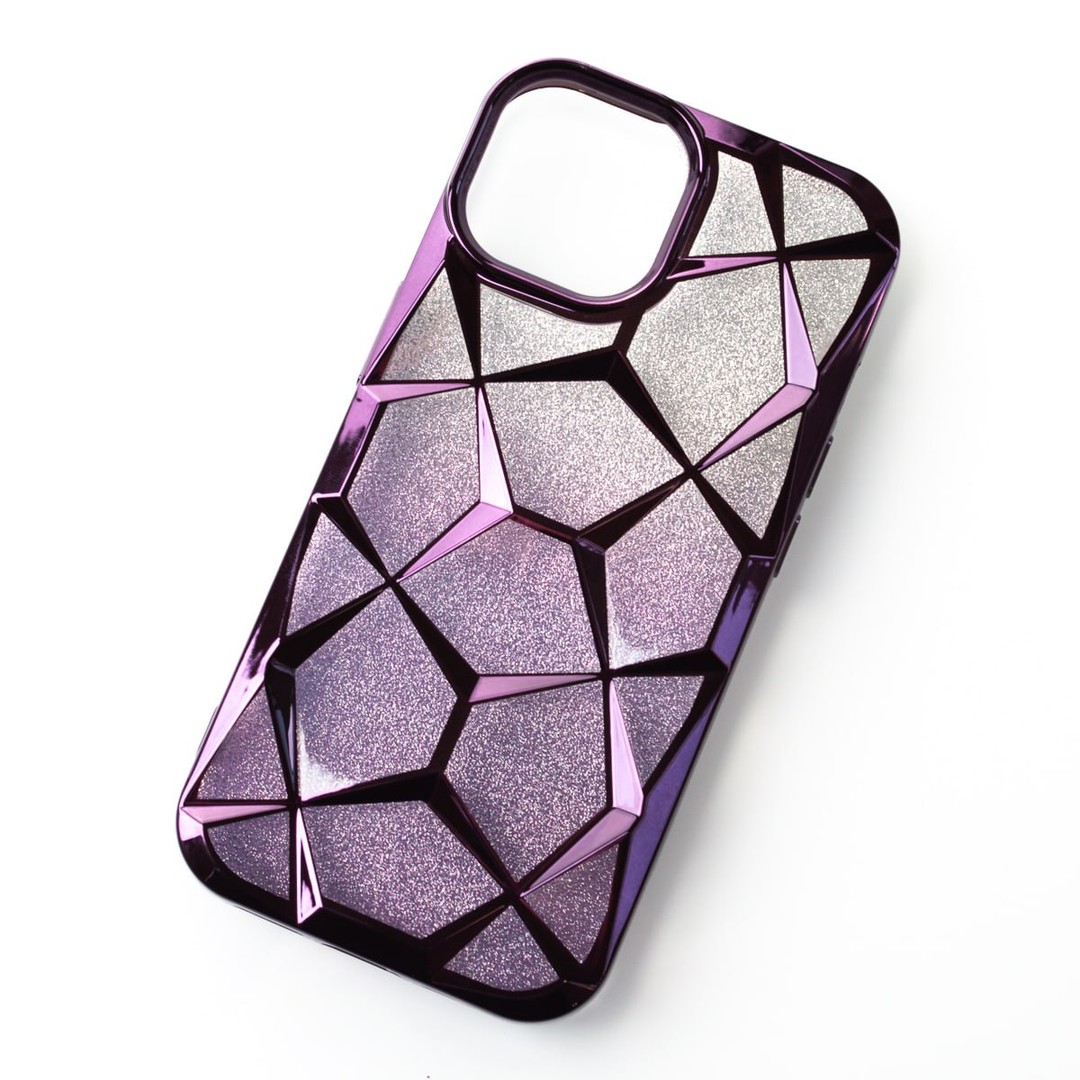 Накладка THREE-DIMENSIONAL DIAMOND для iPhone 15 Pro (фіолетова)-0