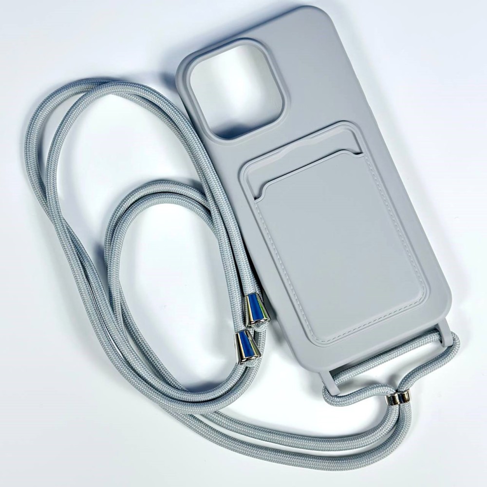Накладка Wave Colorful Pocket Strap зі шнурком IPhone 15 Pro Max (Світло-сіра)-0