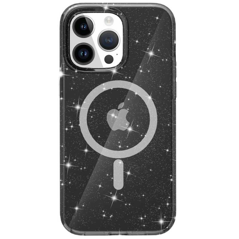 Накладка TPU Galaxy Sparkle (MagFit) для Apple iPhone 15 Pro Max (6.7") (Black+Glitter)-0