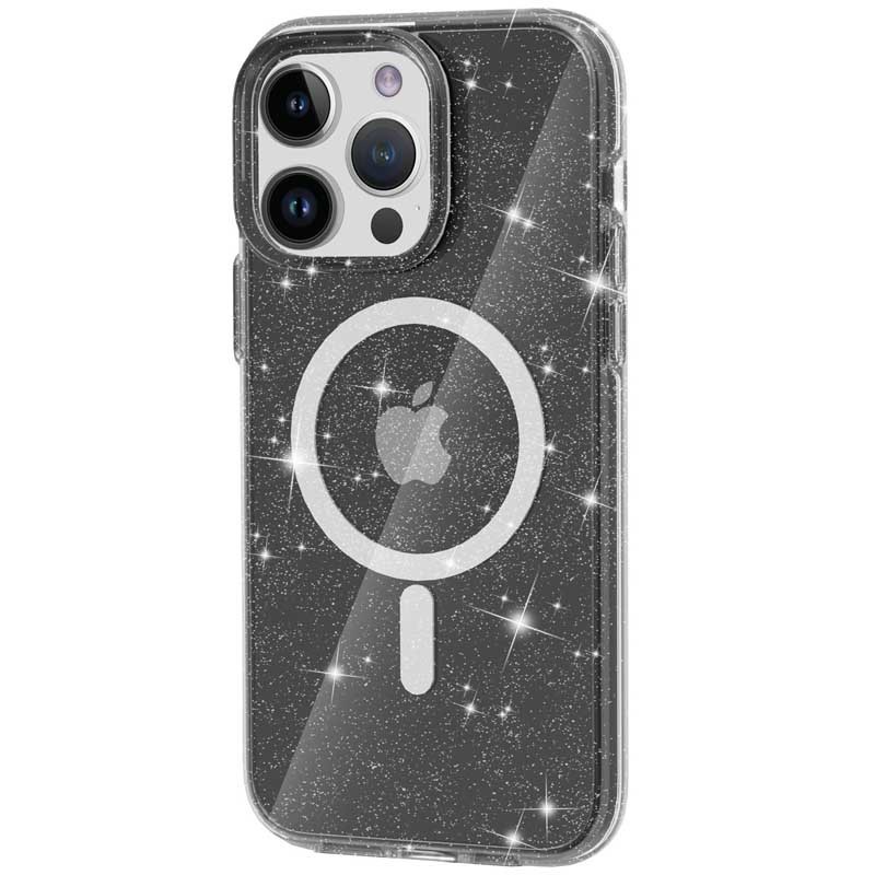 Накладка TPU Galaxy Sparkle (MagFit) для Apple iPhone 15 Pro Max (6.7") (Black+Glitter)-1
