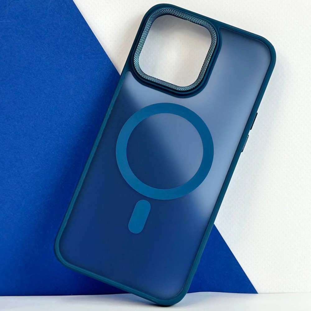 Накладка Magsafe MATTE ACRYLIC для iPhone 15 Pro Max синя-0