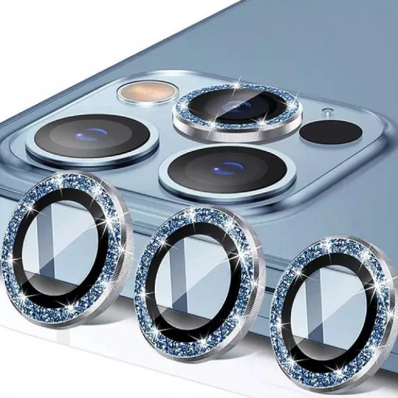 Захисне скло Metal Sparkles на камеру (в упак.) для  iPhone 15 (6.1") / 15 Plus (6.7") (Blue)-0
