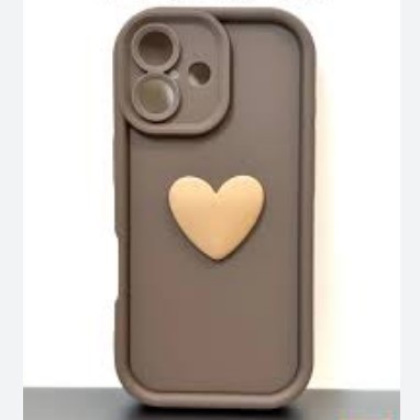 Накладка Luxury Candy 3D Heart для Iphone 16 Plus (Brown)-0