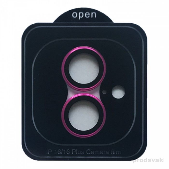 Захисне скло Metal Classic на камеру для iPhone 16 / 16 Plus (Barbie pink)-0