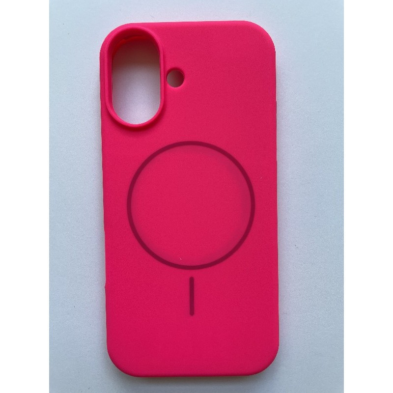 Чохол Silicone Case Full Protective  Magsafe для iPhone 16 (Barbie pink)-0