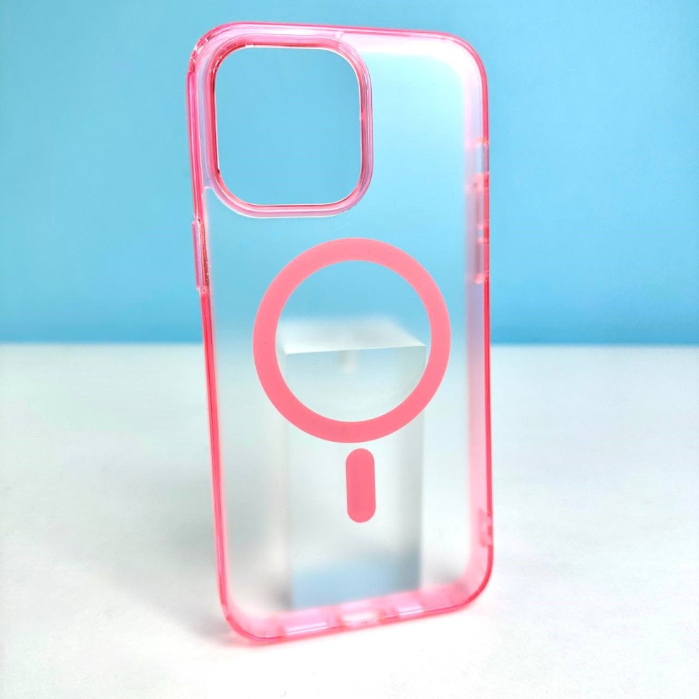 Накладка Magnetic Clear Matte Color MagSafe IPhone 16 Pro Max (Pink)-0