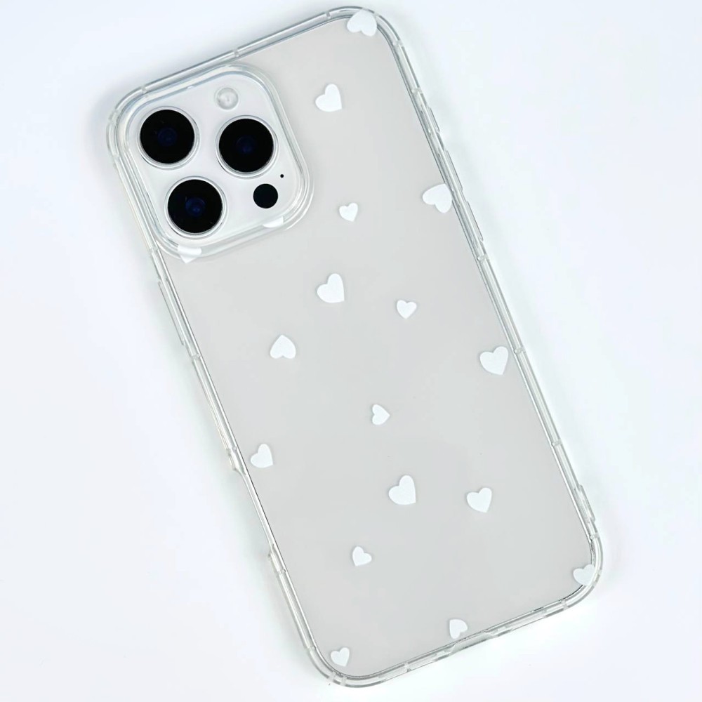 Накладка Transparent in Hearts для Iphone 16 Pro (White)-0