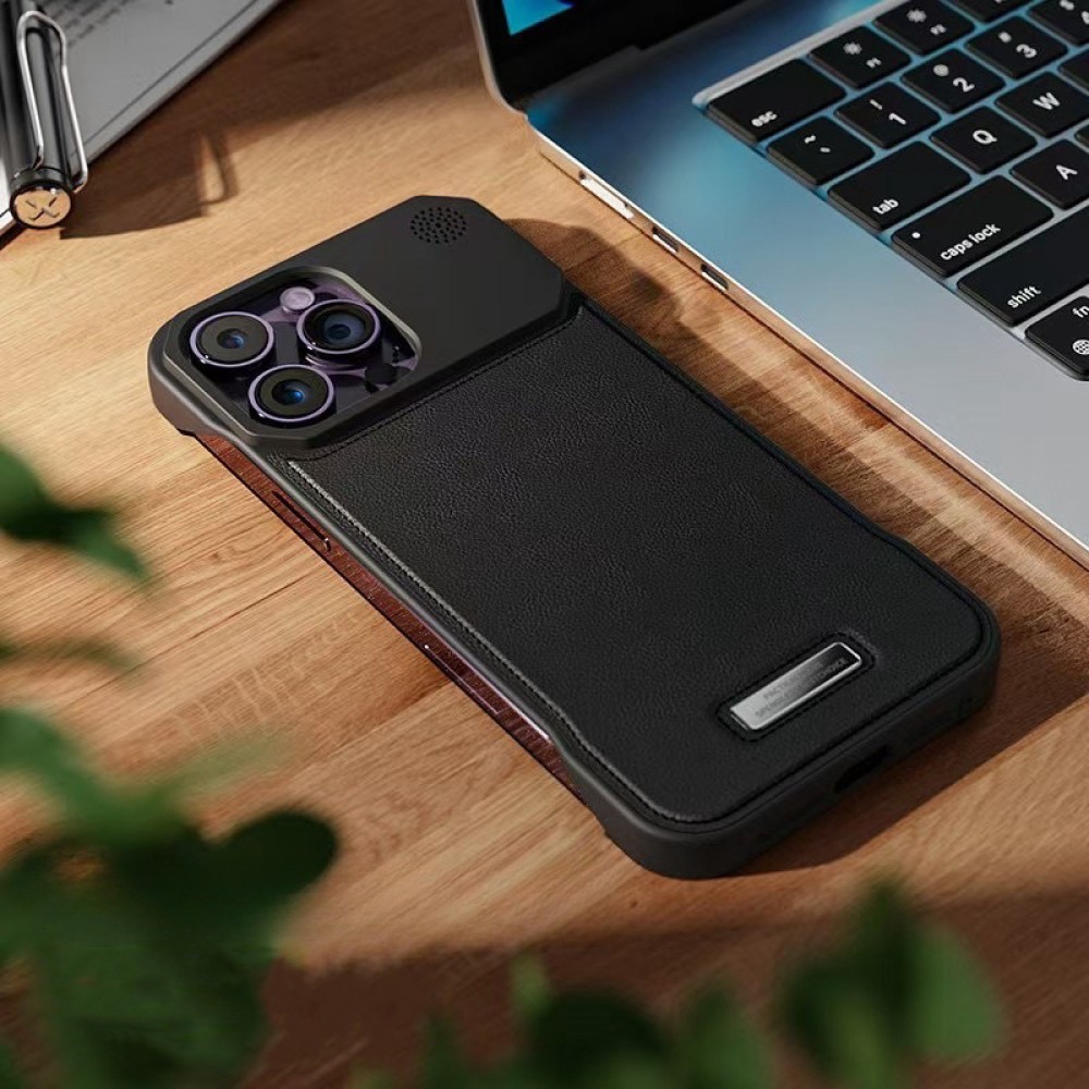 Чохол Leather Aromatherapy Metal Magnetic для IPhone 15 Pro Max  (Чорна)-0