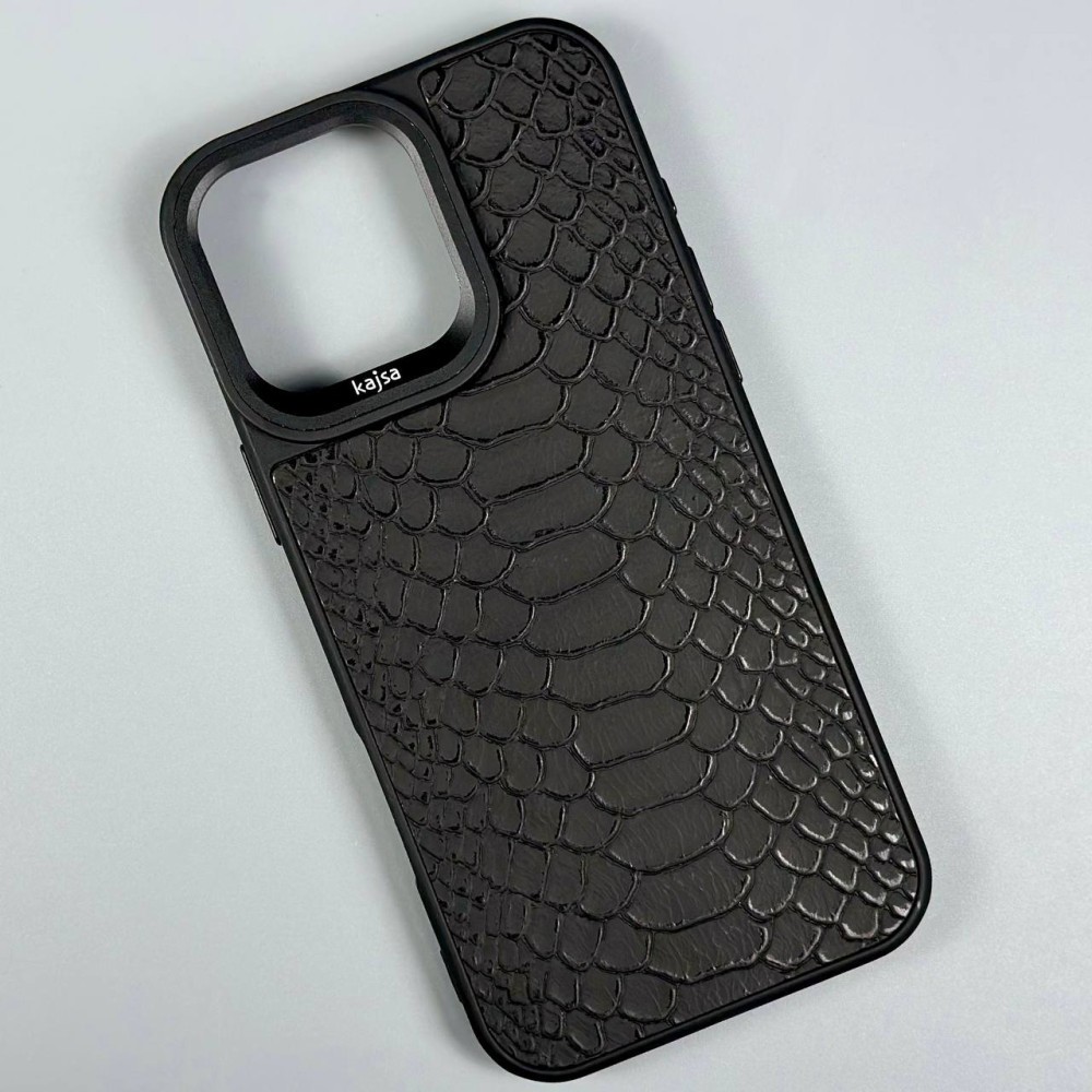 Чохол Kajsa Snake Magnetic для IPhone 16 Pro (Чорна змія)-0