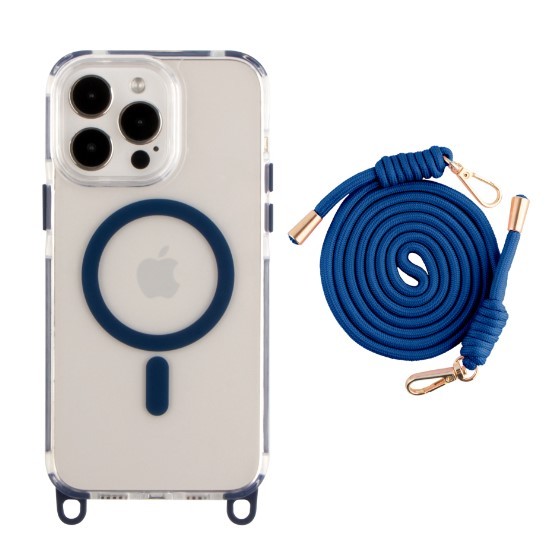 Чохол TPU+PC Lanyard Case with MagSafe для iPhone 13 Pro (Indigo blue)-0