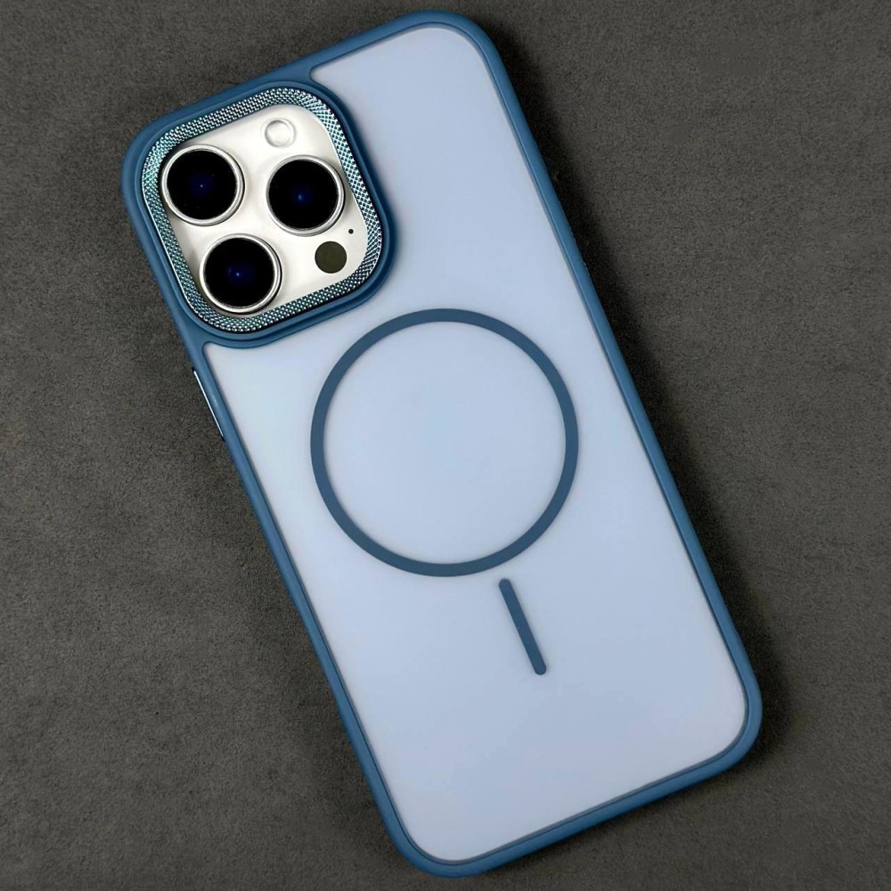 Чохол Magsafe MATTE Corrugated Camera для iPhone 16 Pro Max синій-0
