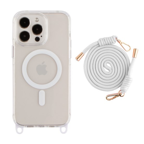 Чохол TPU+PC Lanyard Case with MagSafe для iPhone 16 Pro Max (White)-0