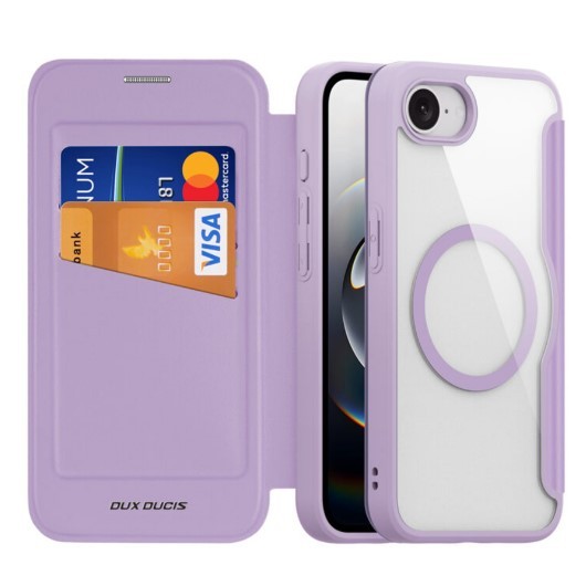 Книжка Dux Ducis Skin X Pro with MagSafe для iPhone 16E (Purple pink)-0