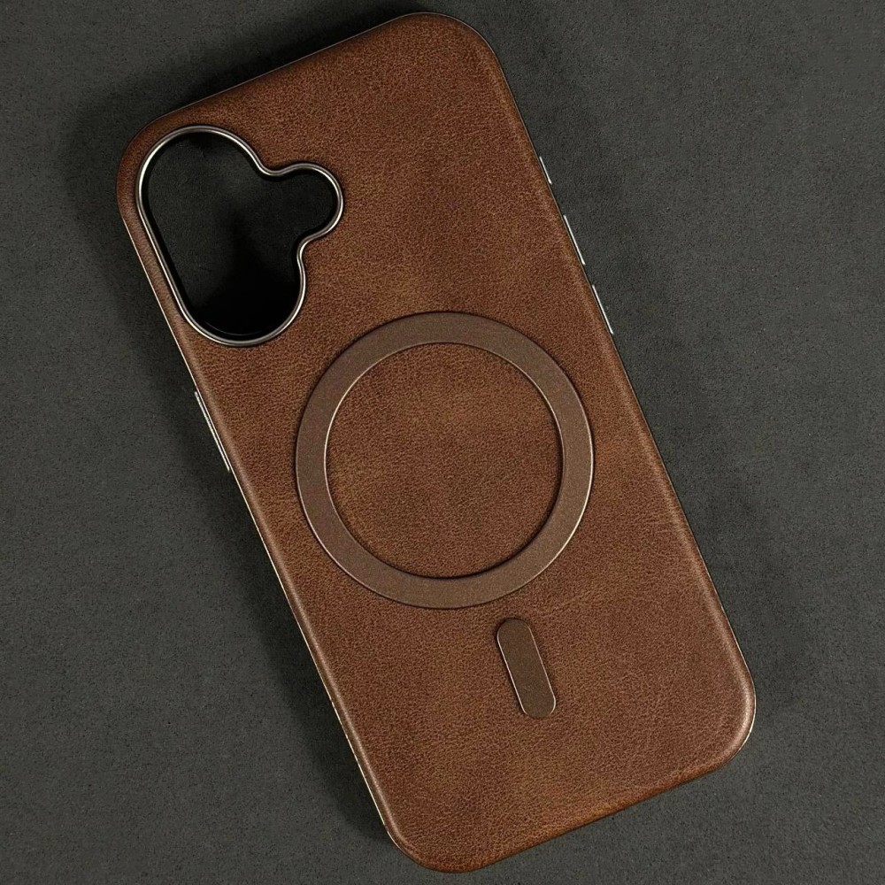 Чохол Leather Magnetic для IPhone 17  коричневий-0