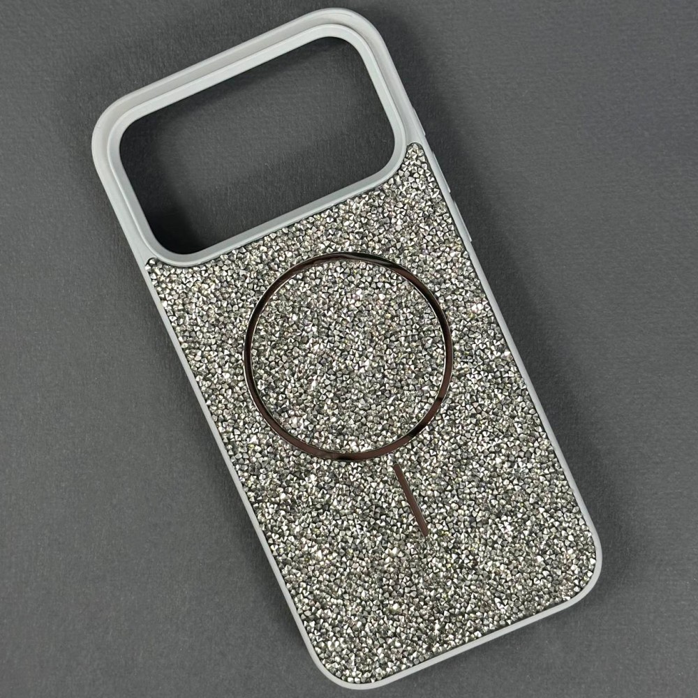 Накладка MagSafe full of diamonds для iPhone 17 Pro Max (Grey)-0