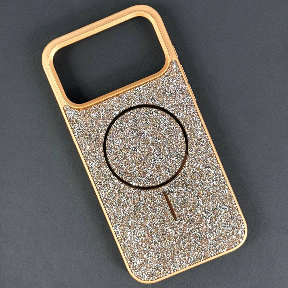 Накладка MagSafe full of diamonds для iPhone 17 Pro  (Gold)-0