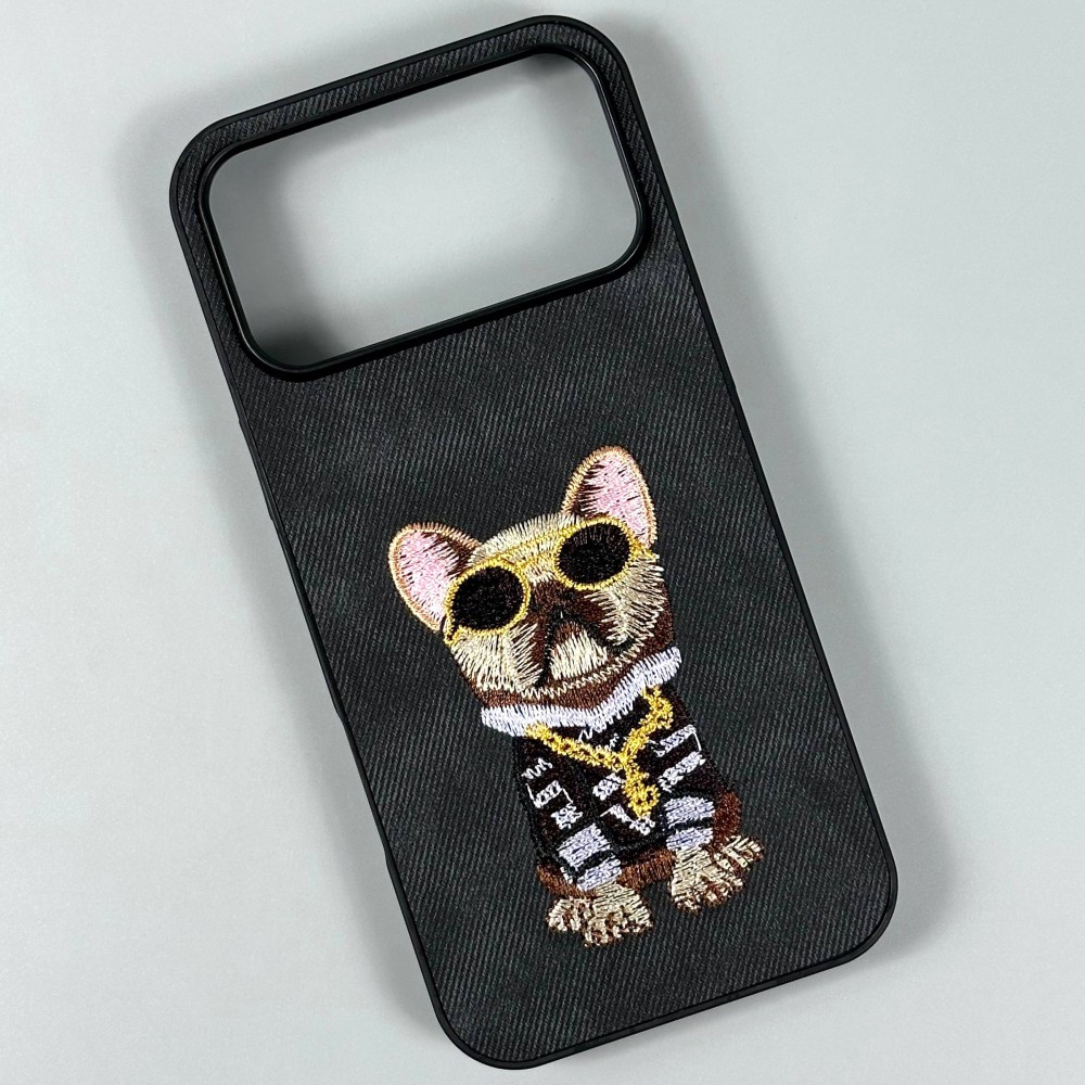 Накладка Teddy Bear Embroidered для Iphone 17 Pro / 18 Pro пес чорний-0