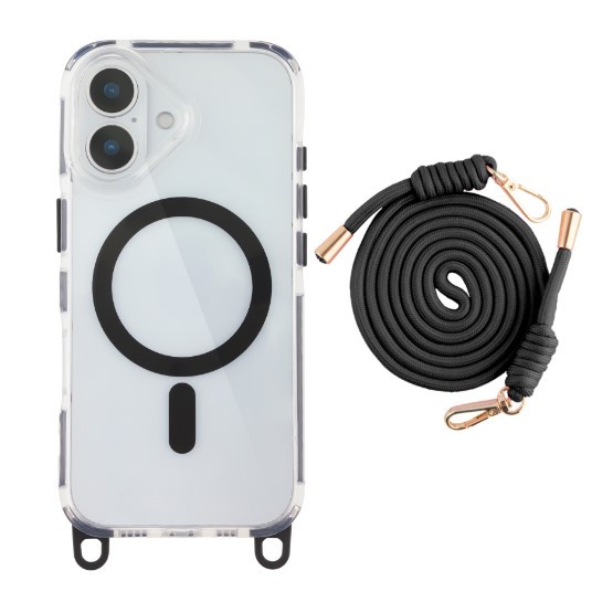 Чохол TPU+PC Lanyard Case with MagSafe для iPhone 17 (Black)-0
