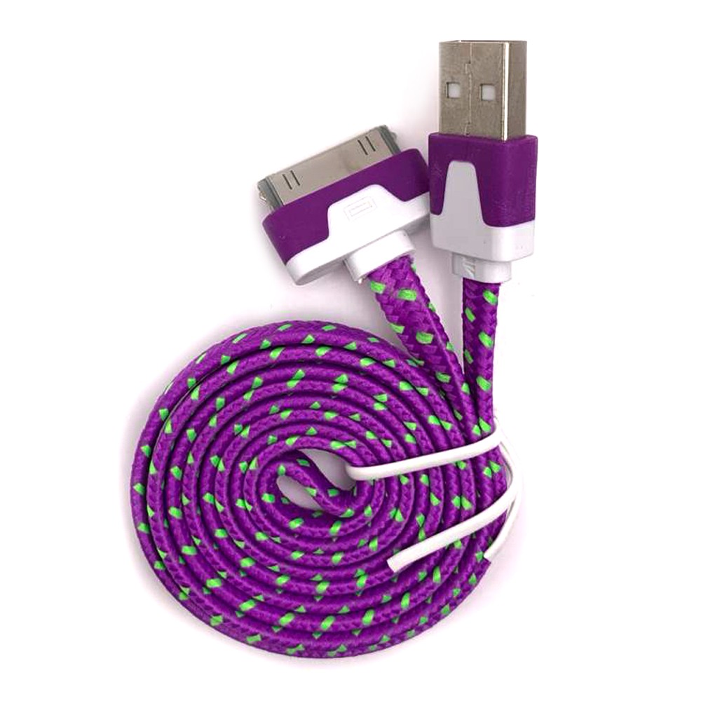 Кабель для Iphone 4 / Ipad 2/3/4 фіолетовий плаский-0