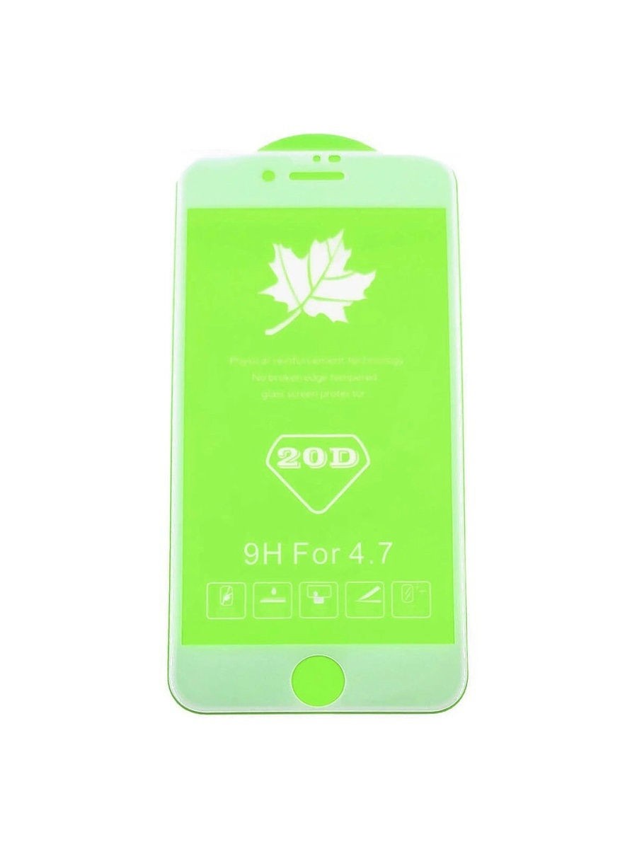 Захисне скло DK Full Glue 20D для iPhone 6/6s з білою рамкою-0