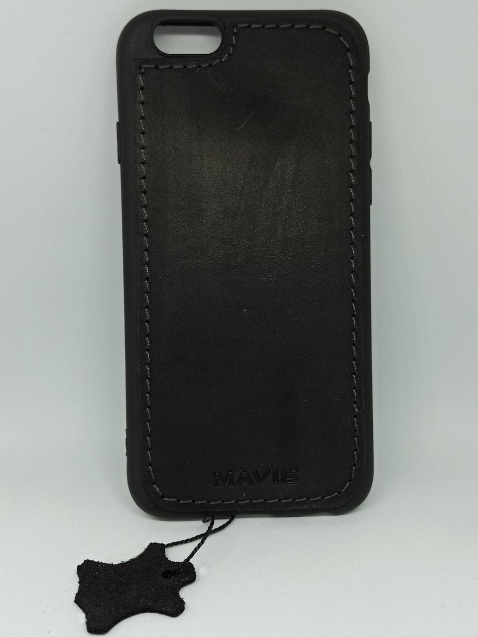 Накладка MAVIS для Iphone 6/6s шкіряна чорна-0