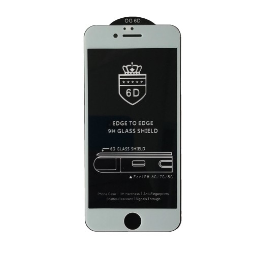 Захисне скло 6D OG Crown для IPhone 6/6s з білою рамкою-0