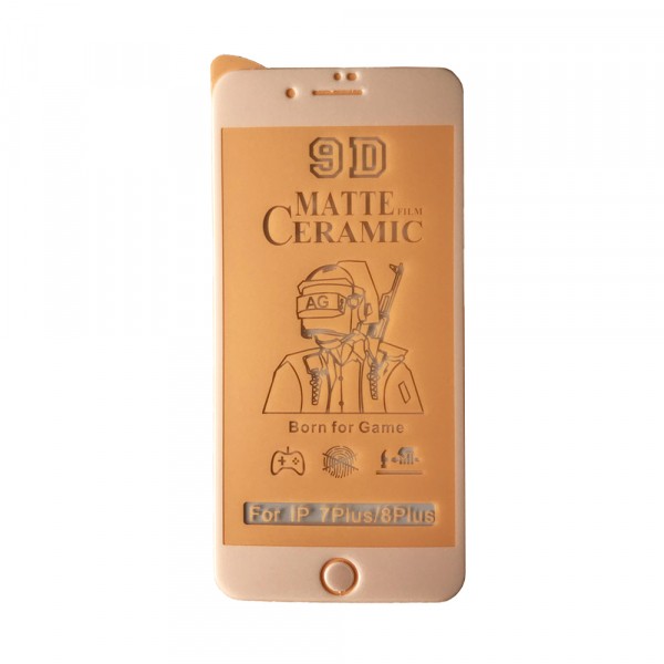 Гнучке скло Ceramic MATT для  iPhone 7 Plus / 8 Plus матове з білою рамкою-0