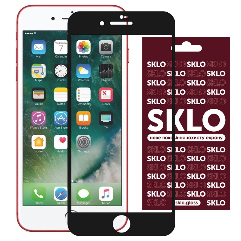 Захисне скло SKLO 3D для iPhone 7 plus / 8 plus (5.5") з чорною рамкою-0