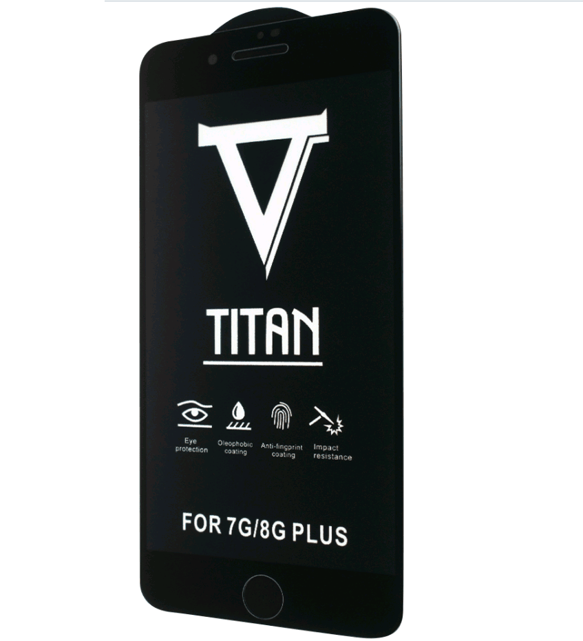 Захисне скло Titan Glass для iPhone 6 Plus/7 Plus/8 Plus з чорною рамкою-0