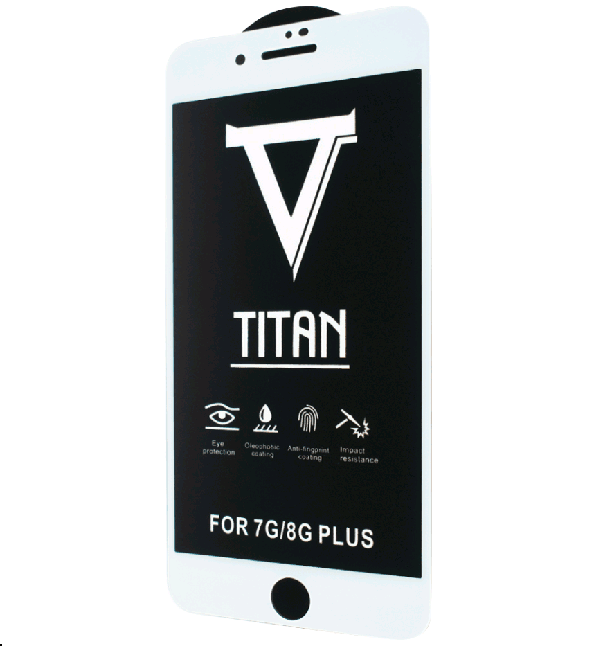 Захисне скло Titan Glass для iPhone 6 Plus/7 Plus/8 Plus з білою рамкою-0