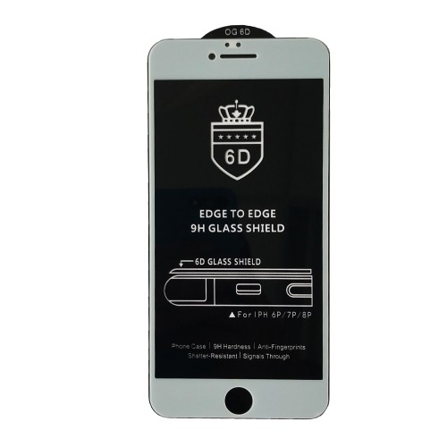 Захисне скло 6D Full Glue для Iphone 7 Plus/8 Plus з білою рамкою-0